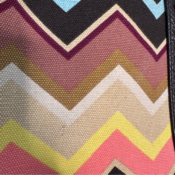 Missoni X Target Multi Color Chevron Zig Zag Canvas Tote Large Brown - Picture 10 of 15